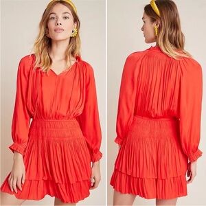 Vibrant Red Long Sleeve Dress